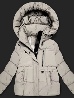 Svetlo béžová dámska páperová bunda s kapucňou S'West (B8529-46)