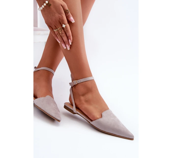 Wiązane Baleriny Eko Zamszowe Z Noskami W Szpic Szare Ellesara Wiązane Baleriny Eko Zamszowe Z Noskami W Szpic Szare Ellesara