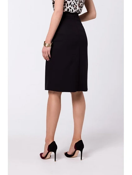 model 18360334 Sukně áčkového střihu se zavinovacími detaily černá - STYLOVE