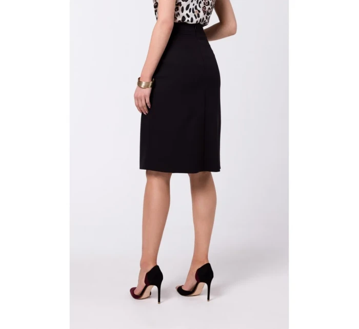 model 18360334 Sukně áčkového střihu se zavinovacími detaily černá - STYLOVE