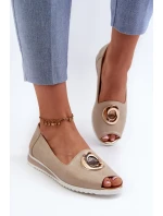 Dámske lodičky s ozdobou z ekokože, zlaté Biolita