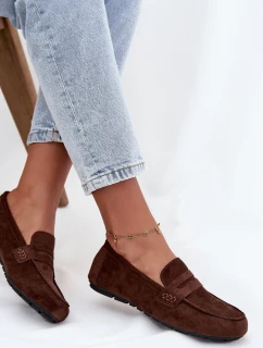 Dámske mokasíny s plochou podrážkou Roseline - tmavohnedé