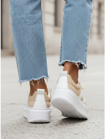 Dámské kožené tenisky  béžové  model 22069761 - FashionStreet