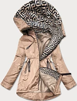 Béžovo-biela dámska bunda pre prechodné obdobie (B8037-46026)