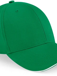 Beechfield B 20 6-panelová sendvičová čiapka „Athleisure“ 53.0020 kelly green/white