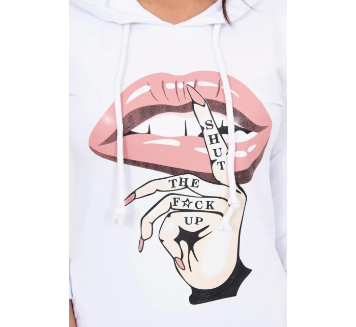 Šaty s dlhším chrbtom a farebnou potlačou bielej farby