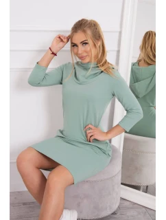 Šaty s kapucňou a vreckami tmavá mentolová