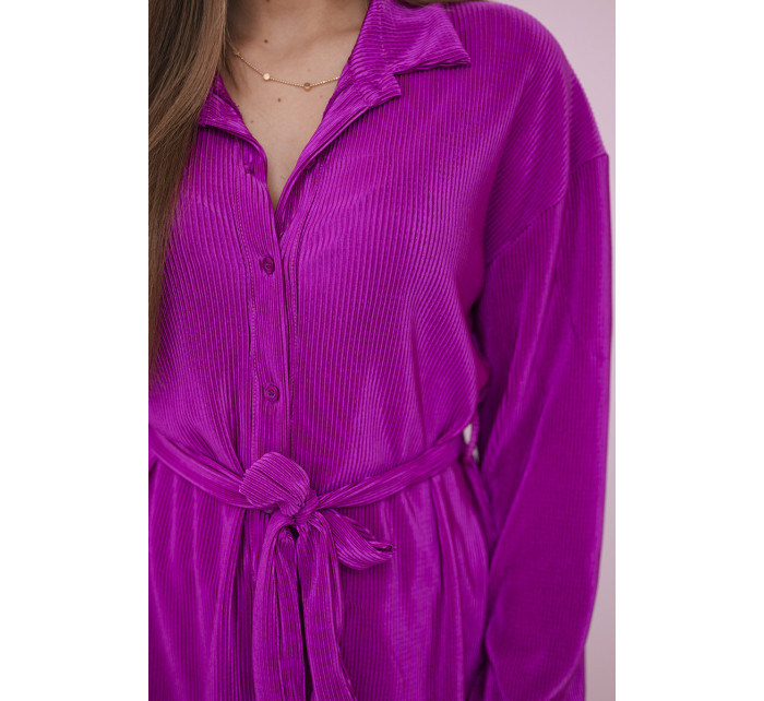 Plisovaná súprava košeľa + nohavice tmavo fialová