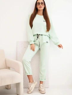 Dámska súprava z viskózy s mikinou a nohavicami butter mint