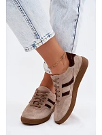 Kožené Semišové Dámské Tenisky Zazoo N1176S2 Tmavě Béžové