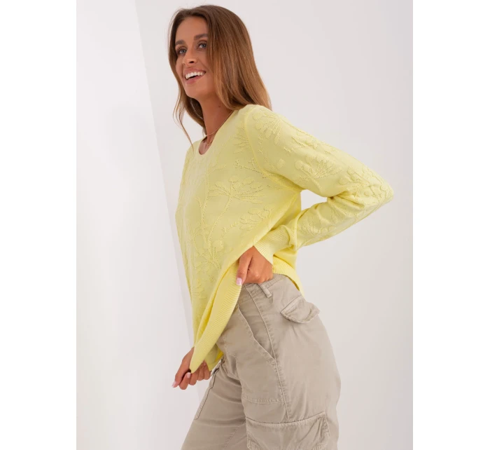 Sweter AT SW model 18895618 jasny żółty - FPrice Sweter AT SW model 18895618 jasny żółty - FPrice