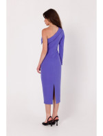 K179 Pouzdrové šaty na jedno rameno - světle fialové