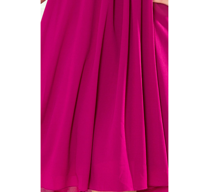 Šifónové šaty so zaväzovaním Numoco ALIZEE - fuchsiovo ružové