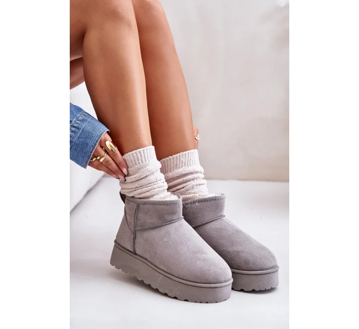 Sněhule Dámské Na Platformě Zateplené Kožíškem Šedé Xamella Sněhule Dámské Na Platformě Zateplené Kožíškem Šedé Xamella