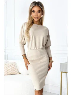 399-3 LARA Pruhované šaty s rebrovanými manžetami - BEACH