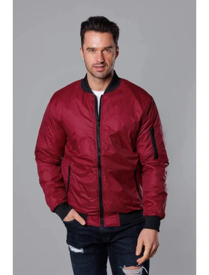 Pánska bunda typu "bomber" vo vínovej bordovej farbe s prešívanou podšívkou (AK95-6)