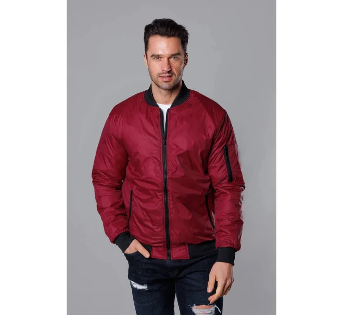 Pánska bunda typu "bomber" vo vínovej bordovej farbe s prešívanou podšívkou (AK95-6)