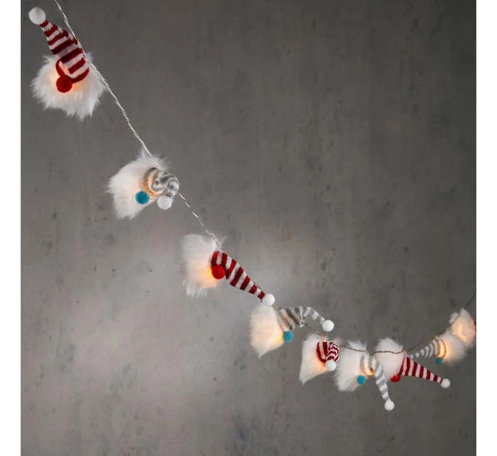 GIRLANDA SVETLÁ 12KS TRPASLÍCI NA BATÉRIE SANTA CLAUS TEPLÁ BIELA LUCA