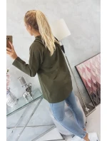 Tunika na zips s kapucňou Oversize khaki farba