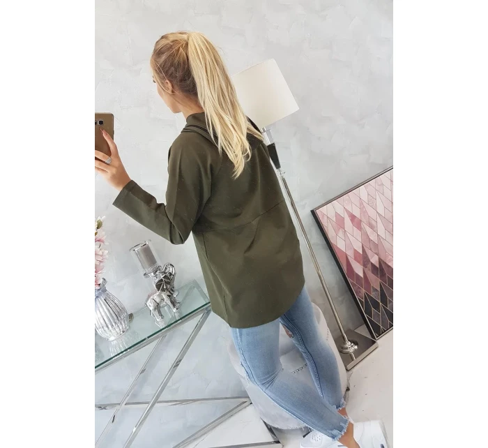 Tunika na zips s kapucňou Oversize khaki farba