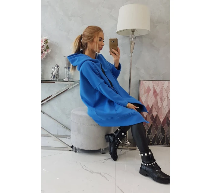 Zateplená mikina so zipsom nevädzovo modrá