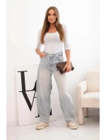 Blúzka s okrúhlym výstrihom svetlo sivá