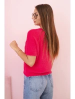 Dámsky fuksiový sveter s krátkym výstrihom do V z mäkkého vlasu Dámsky fuksiový sveter s krátkym výstrihom do V z mäkkého vlasu