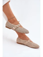 Baleriny Z Plecionką I Paskami Beżowe Partheda Baleriny Z Plecionką I Paskami Beżowe Partheda