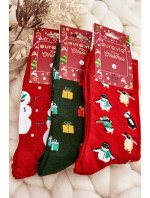 Pánske bavlnené ponožky s vianočným vzorom tmavozelené