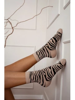 Dámske bavlnené ponožky Zebra - béžové