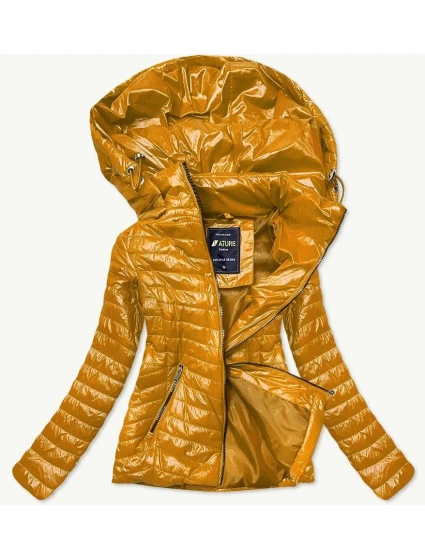 Lesklá dámska bunda v horčicovej farbe (6380) Lesklá dámska bunda v horčicovej farbe (6380)