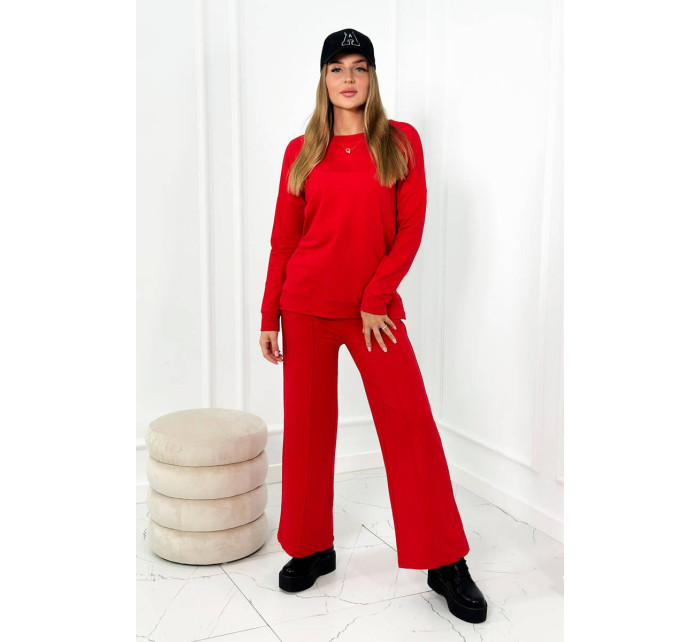 Bavlnený komplet Mikina + Nohavice so širokými nohavicami červený