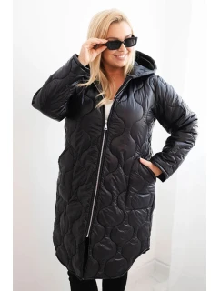 Dámská zimní bunda Plus Size prošívaná s kapucí červená