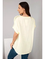 Dámská bavlněná oversized halenka s kapsou a model 22214703 žlutá - K-Fashion Dámská bavlněná oversized halenka s kapsou a model 22214703 žlutá - K-Fashion