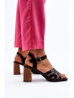 Sandały Damskie Na Słupku Czarne Opifiana Sandały Damskie Na Słupku Czarne Opifiana