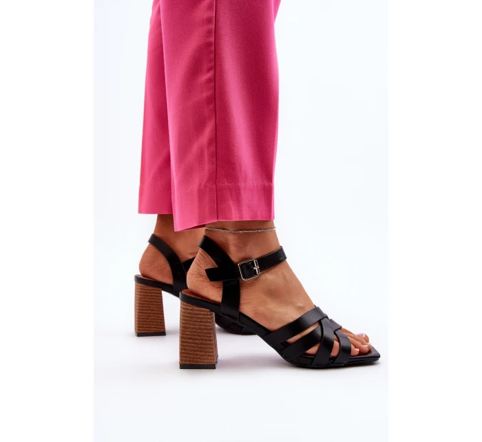 Sandały Damskie Na Słupku Czarne Opifiana Sandały Damskie Na Słupku Czarne Opifiana