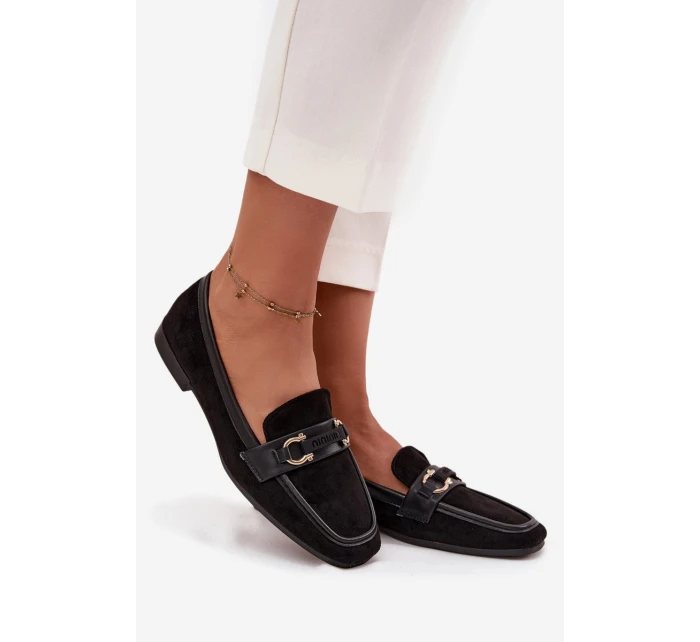 Mokasyny Loafersy Damskie Z Ozdobnym Elementem Czarne Evelora Mokasyny Loafersy Damskie Z Ozdobnym Elementem Czarne Evelora