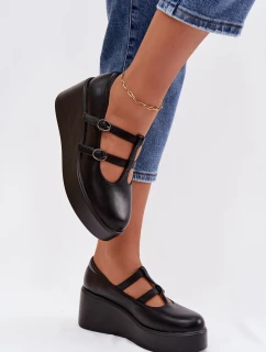 Dámské polobotky na platformě s pásky Černé Jesivelle