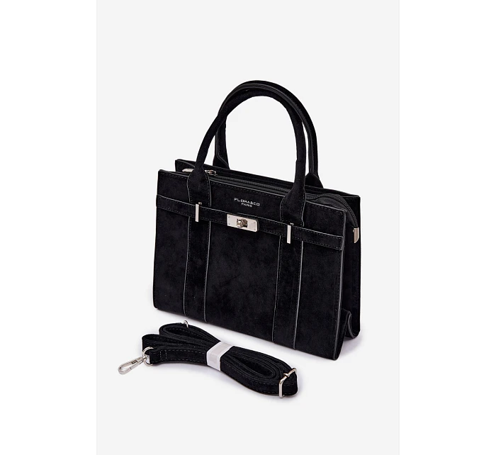 Kufříková kabelka z imitace semiše Černá Noressa