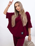 Súprava bavlnenej blúzky a nohavíc 6727 bordová - Kesi