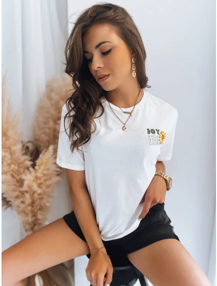 Klasické dámské tričko ecru Dstreet model 21969935 - FashionStreet Klasické dámské tričko ecru Dstreet model 21969935 - FashionStreet