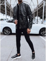 Pánska kožená bunda čierna FashionStreet TX4717