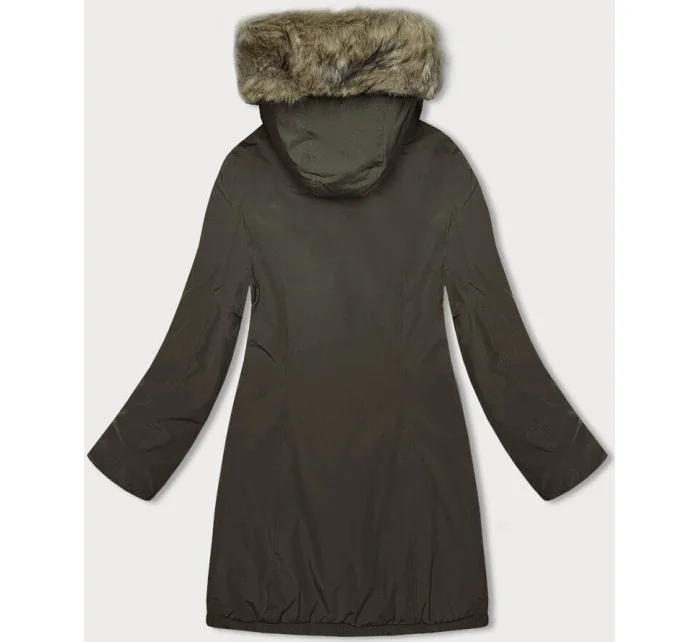 Dámska zimná bunda v khaki farbe (M-R45)