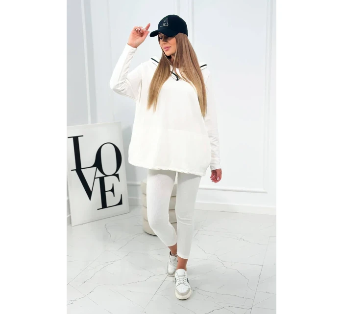 Bavlnená mikina s kapucňou + legíny ecru