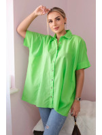 Bavlněná košile s krátkým rukávem jasně zelená
