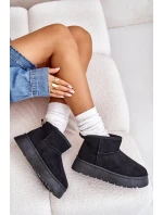 Niskie Śniegowce Damskie Na Platformie Ocieplane Futerkiem Czarne Saldren Niskie Śniegowce Damskie Na Platformie Ocieplane Futerkiem Czarne Saldren