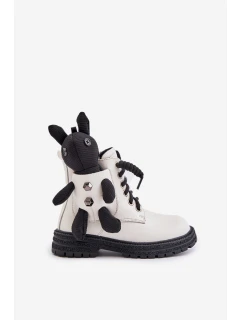 Kožené Zateplené Dětské Boty Na Zip S Bílé model 21675604 - VINCEZA