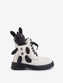 Kožené Zateplené Dětské Boty Na Zip S Bílé model 21675604 - VINCEZA