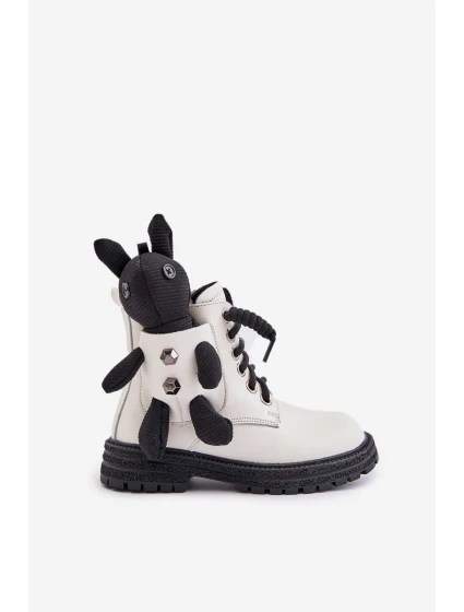 Kožené Zateplené Dětské Boty Na Zip S Bílé model 21675604 - VINCEZA