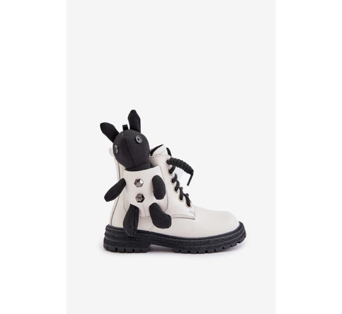 Kožené Zateplené Dětské Boty Na Zip S Bílé model 21675604 - VINCEZA